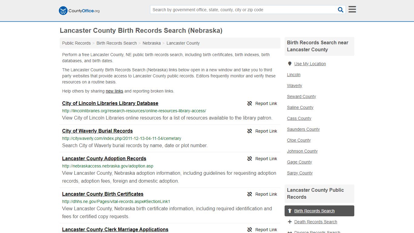 Birth Records Search - Lancaster County, NE (Birth Certificates ...